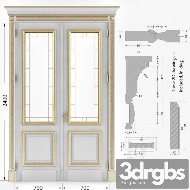 Classic Gold Plated Door 4 3D Model Free