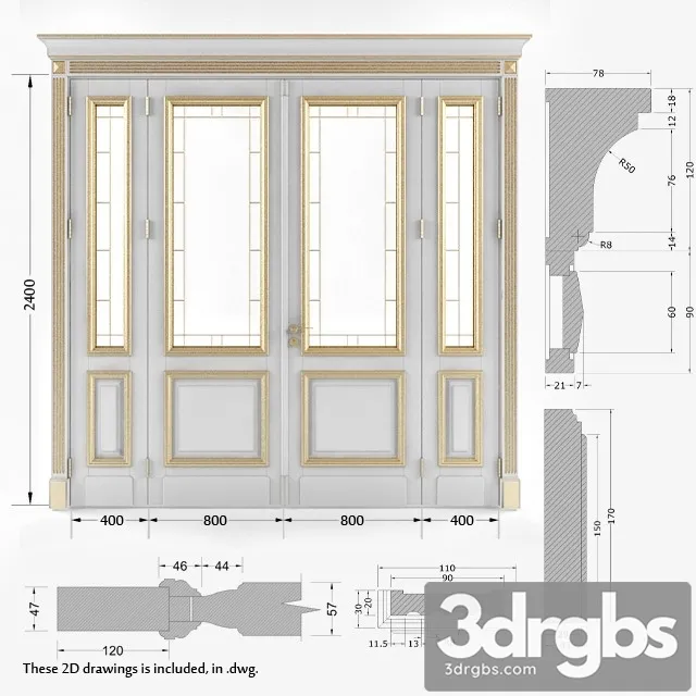 Classic Gold Plated Door 6 3D Model Free