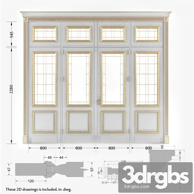Classic Gold Plated Door 7 3D Model Free