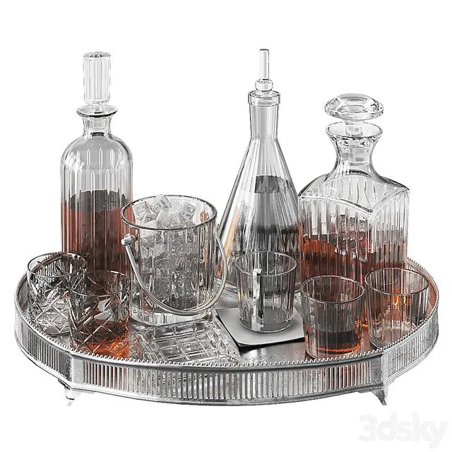 Classic Home Bar Glassware 3D Model