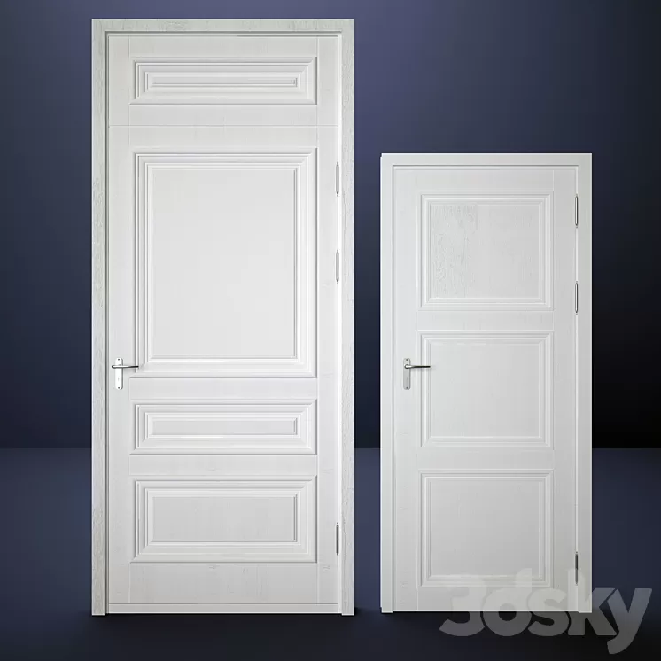 Classic interior doors door with transom 3D Model