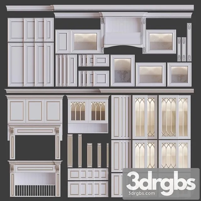 Classic Kitchen Facades 3D Model Free