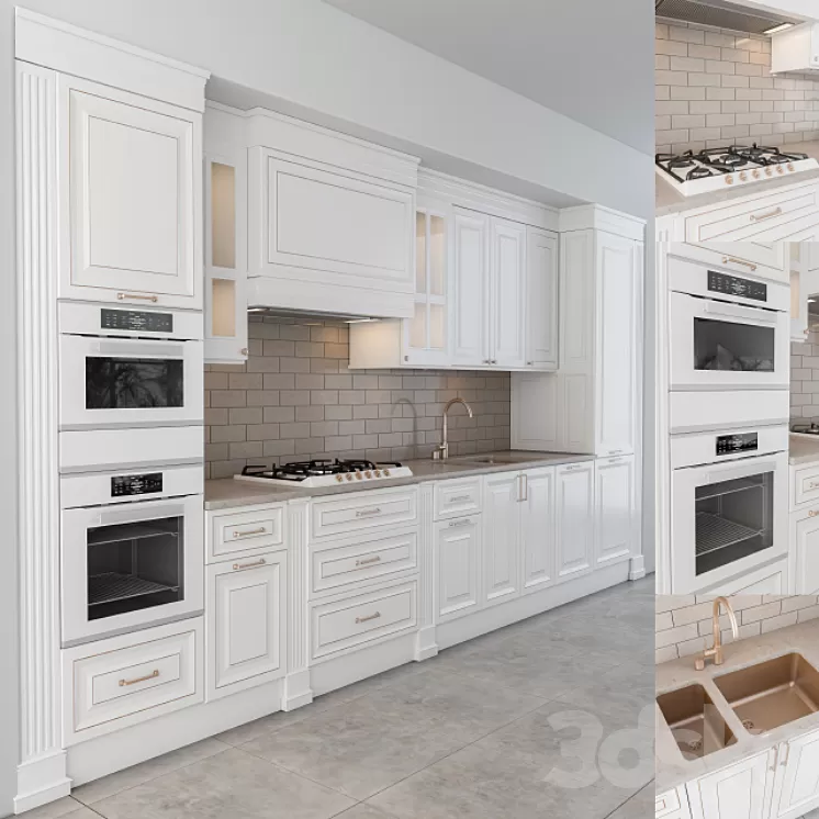 Classic kitchen white 3D Model