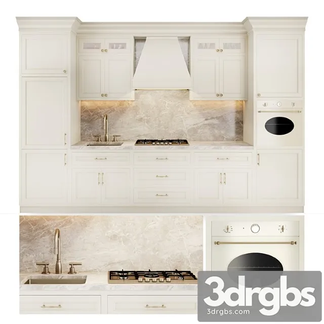 Classic kitchen with appliances 3D Model Free