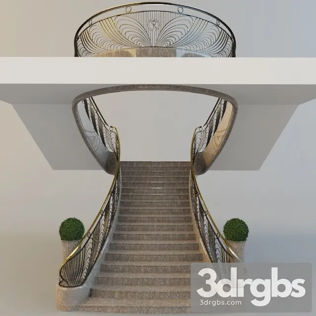 Classic Luxury Staircase 3D Model Free