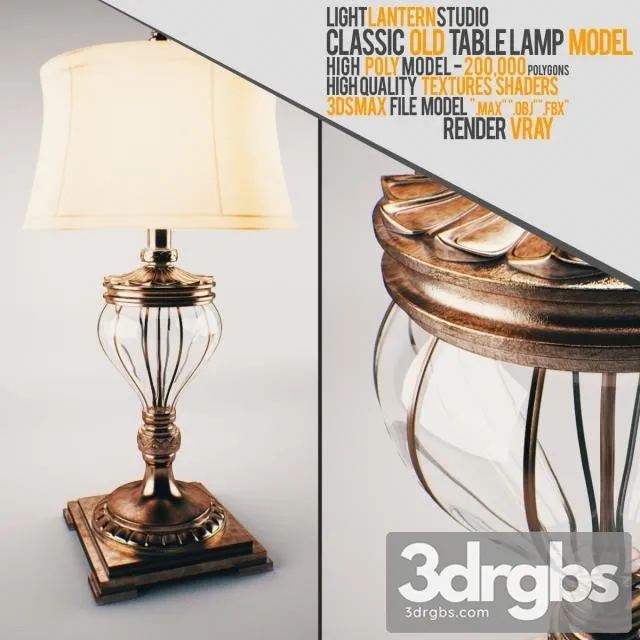 Classic Old Table Lamp 3D Model Free