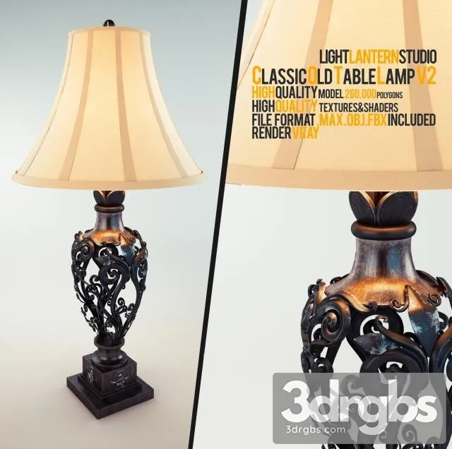 Classic Old Table Lamp V2 3D Model Free