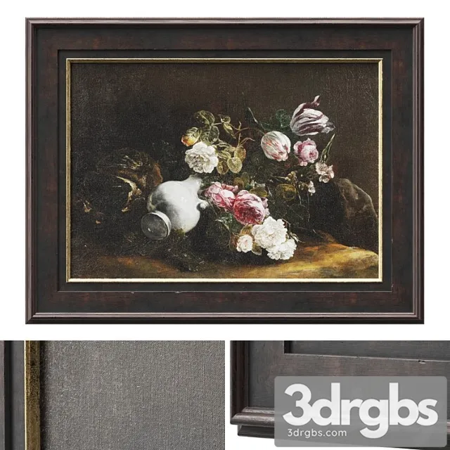 Classic Painting Still Life With Flowers 3D Model Free