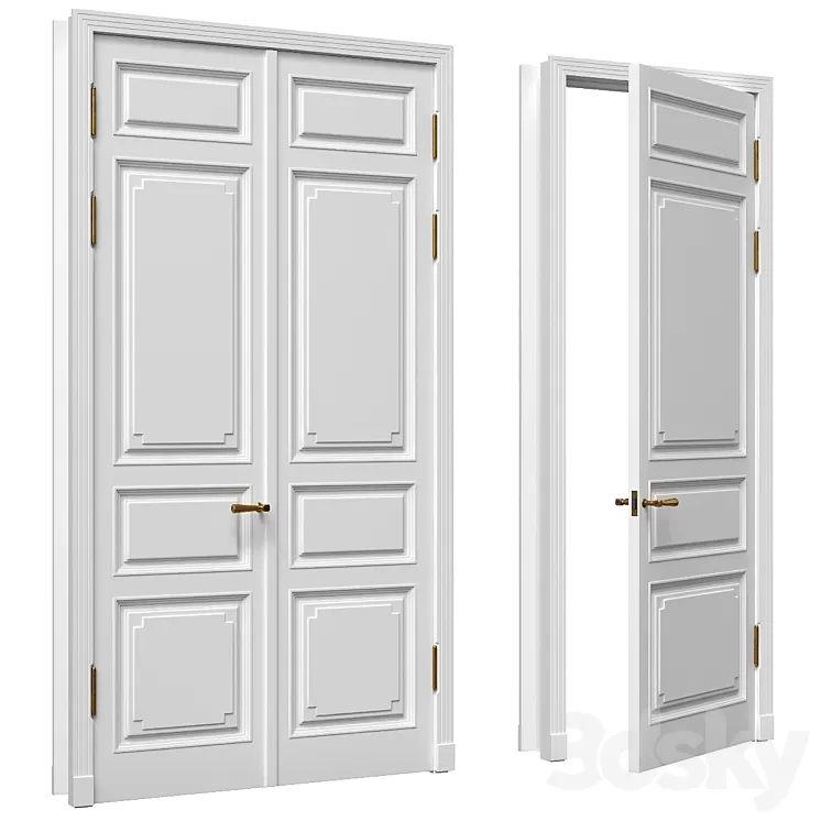 Classic paneled door 3D Model Free