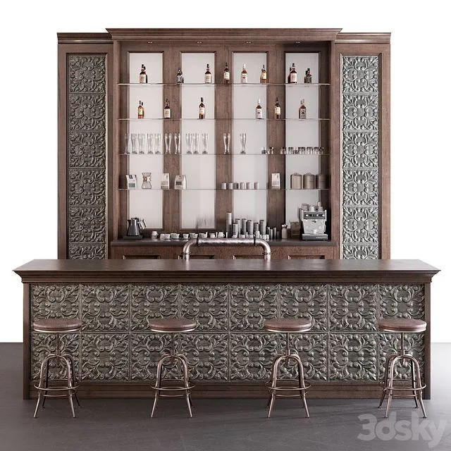 Classic Pub Bar Counter 3D Model