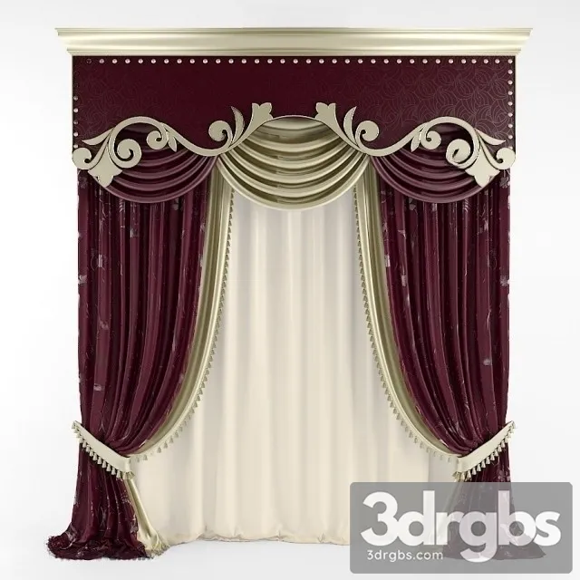 Classic Red Curtain 3D Model Free