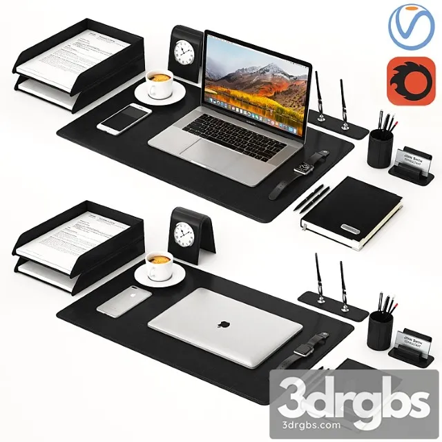 Classic silver workplace macbook 3D Model Free