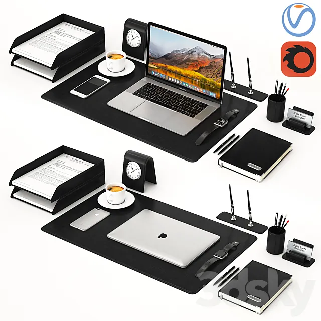 Classic Silver Workplace MacBook 3DModel