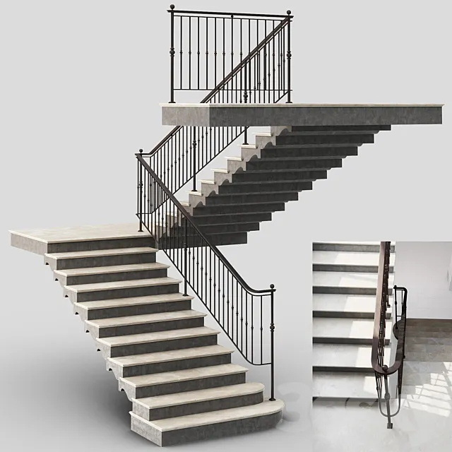 Classic Stair with Iron railing Free Download