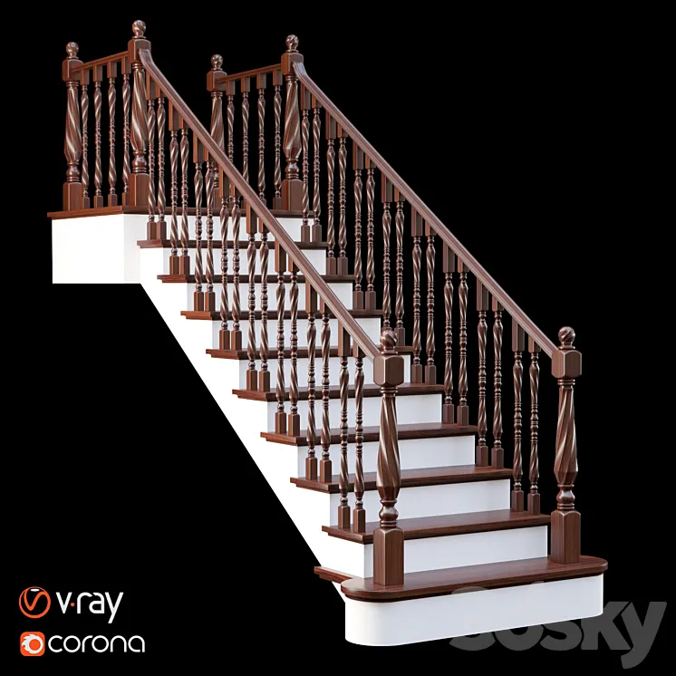Classic staircase 3D Model Free