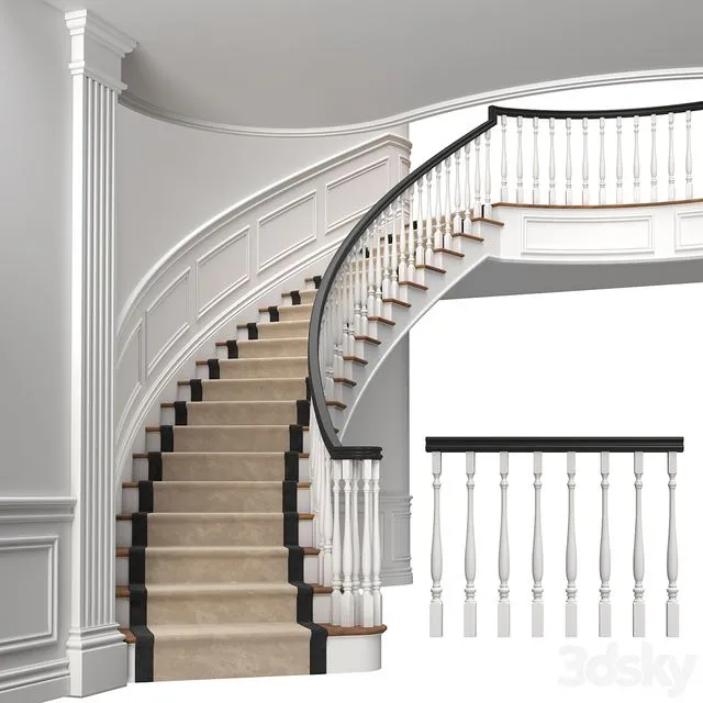 Classic stairs 3 3D Model