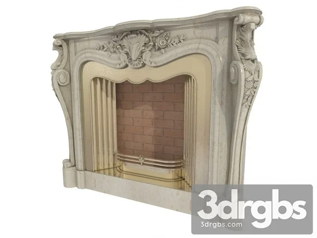 Classic Stone Fireplace 3D Model Free
