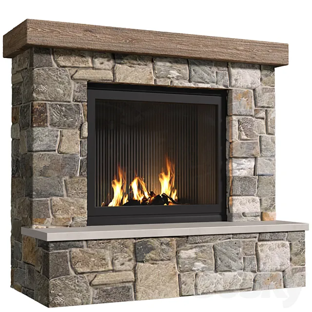 Classic stone fireplace in country style. .Classic stone Country style fireplace.Stonework.Rustic Fireplace Mantel Free Download