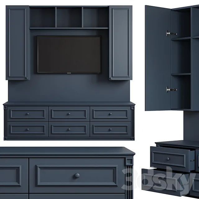 Classic Tv Wall 001 3D Model