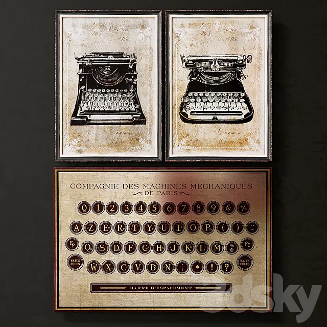 Classic Typewriters 3D Model