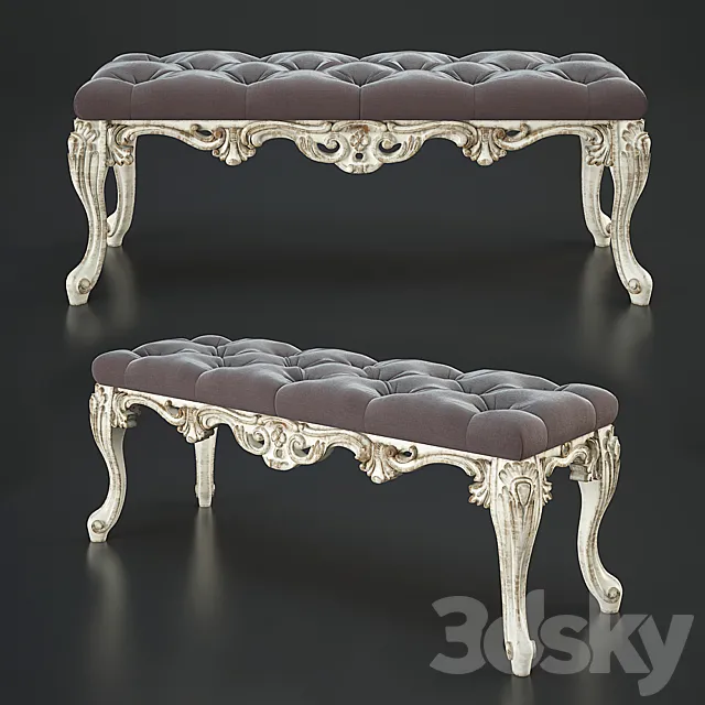Classic upholstered bench 3D Model