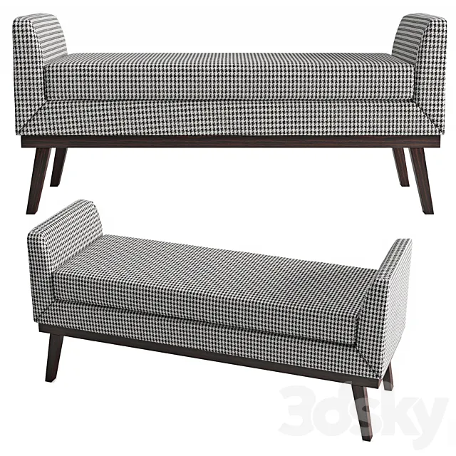 Classic upholstered bench 3D Model