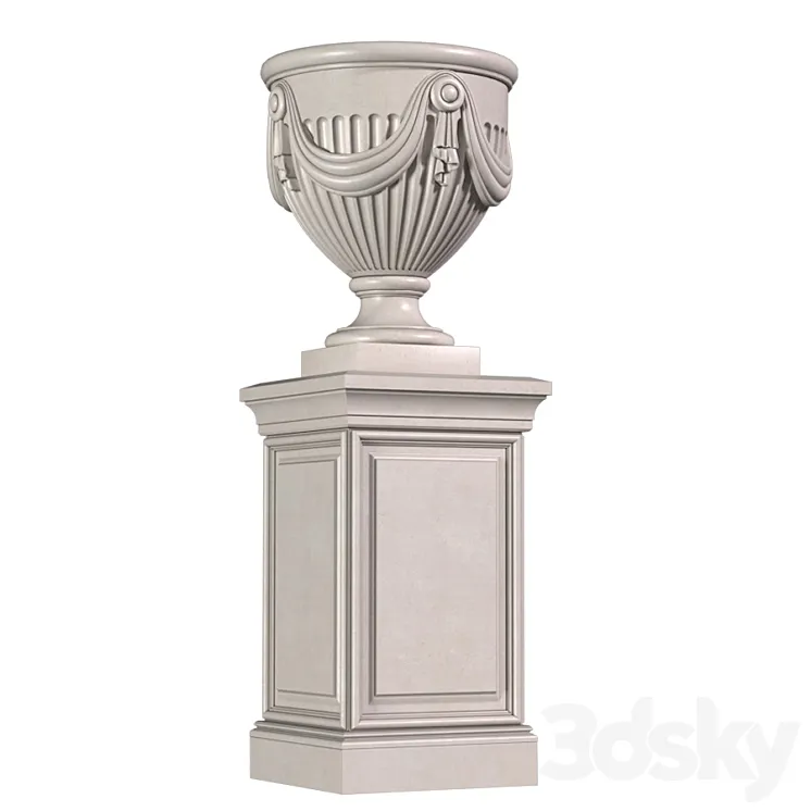 Classic vase on a pedestal for decorating the facade .Classic outdoor vase 3D Model Free