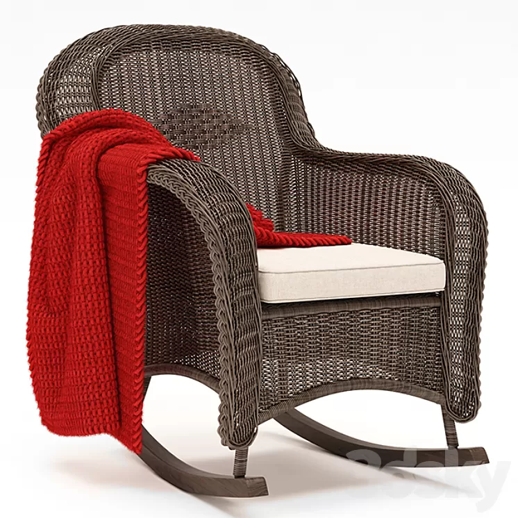 CLASSIC WICKER PLANTATION ROCKER CHAIR 3D Model