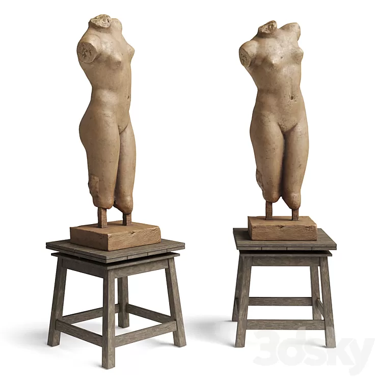 Classic woman bust with table 3D Model