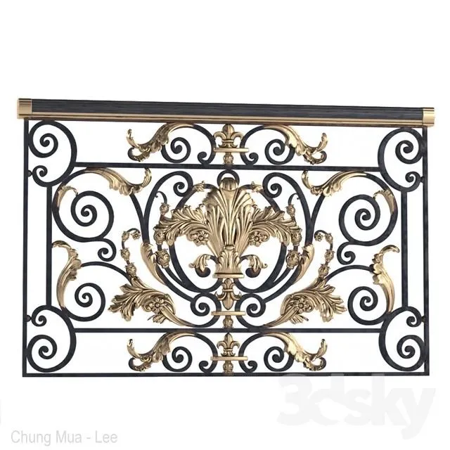Classic wrought iron enclosure with cast inlays. Classic forged fence 3D Model
