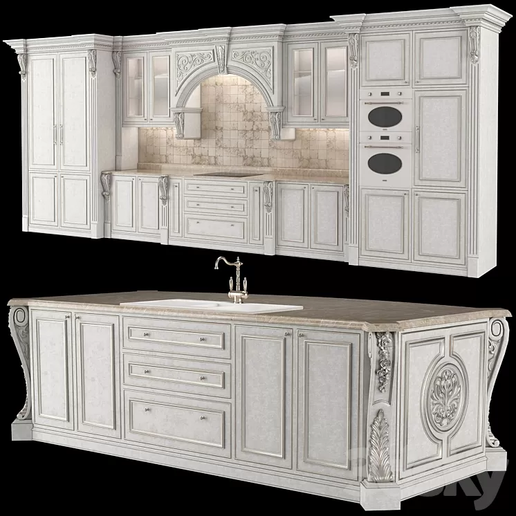 classical kitchen 1 3D Model