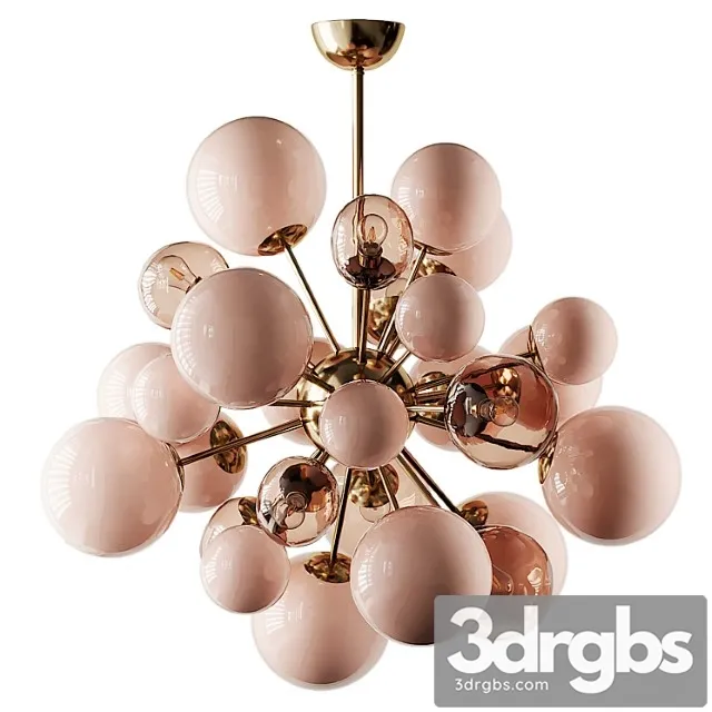 Clear And Opaque Pink Blush Murano Glass And Brass Sputnik Chandelier Italy 3D Model Free