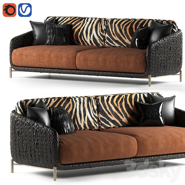 Clifton sofa by Roberto Cavalli Home 3D Model Free