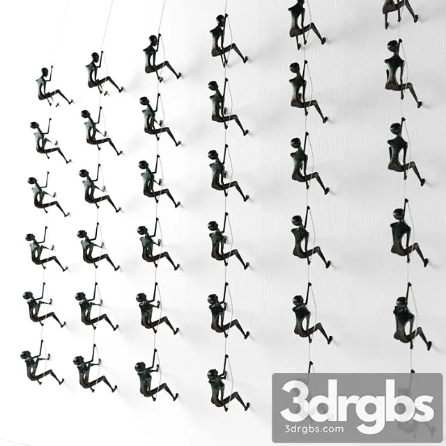 Climbing Man Wall Sculpture 2 3D Model Free