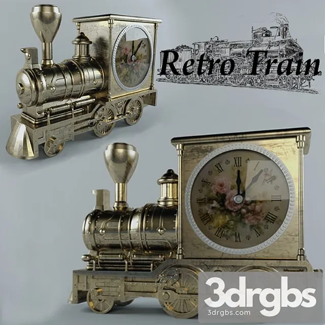 Clock Retro Train 2 3D Model Free
