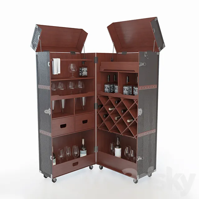 Closet-suitcase bar "Colonial" (Colonial) 3D Model