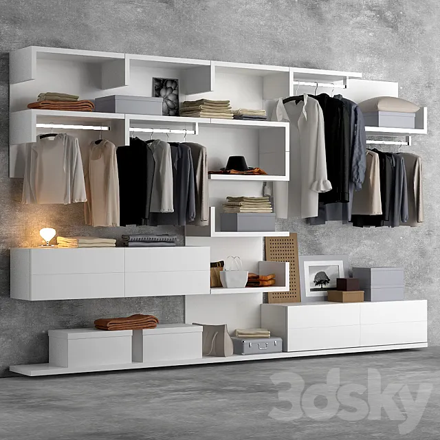 Closet Wardrobe Smart Bianco Alf 3D Model