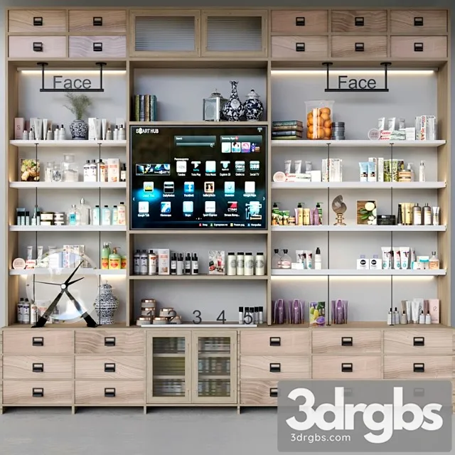 Closet with cosmetics for personal care in a beauty salon 3D Model Free