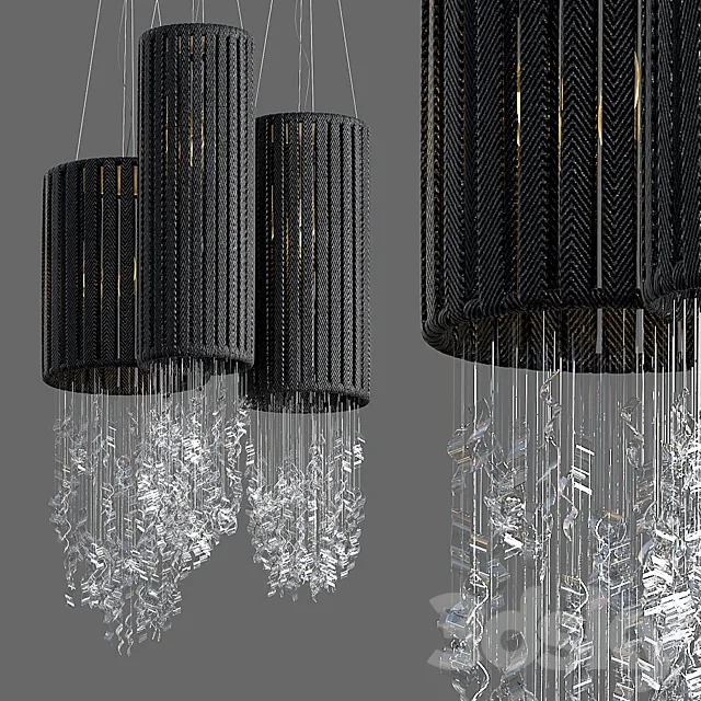 Cloth & glass chandelier 3D Model
