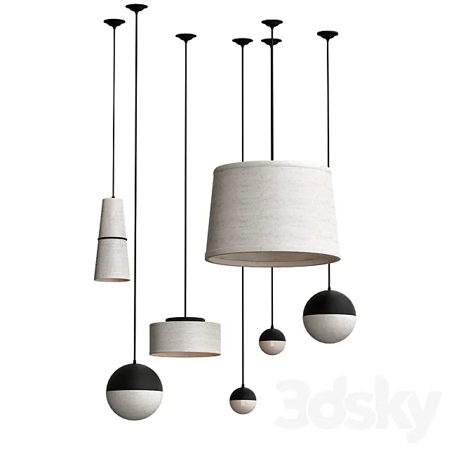 Cloth pendant lamps 3D Model