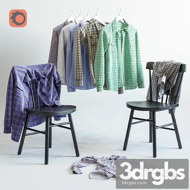 Clothes A set of men's shirts and chair ikea norraryd 3D Model Free