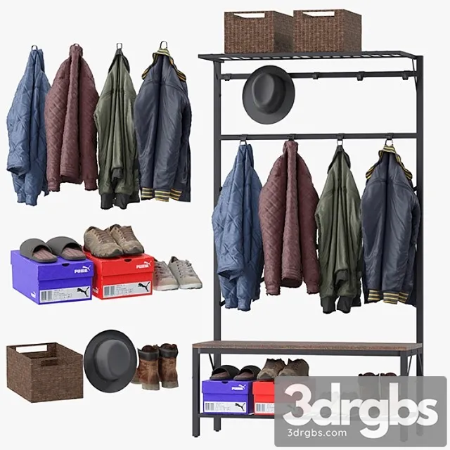 Clothes Andrew hall tree 3D Model Free