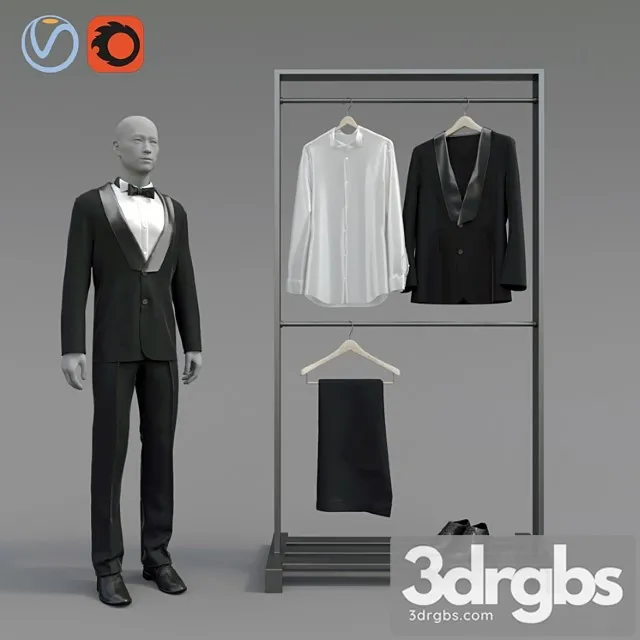 Clothes Classic male tuxedo 3D Model Free