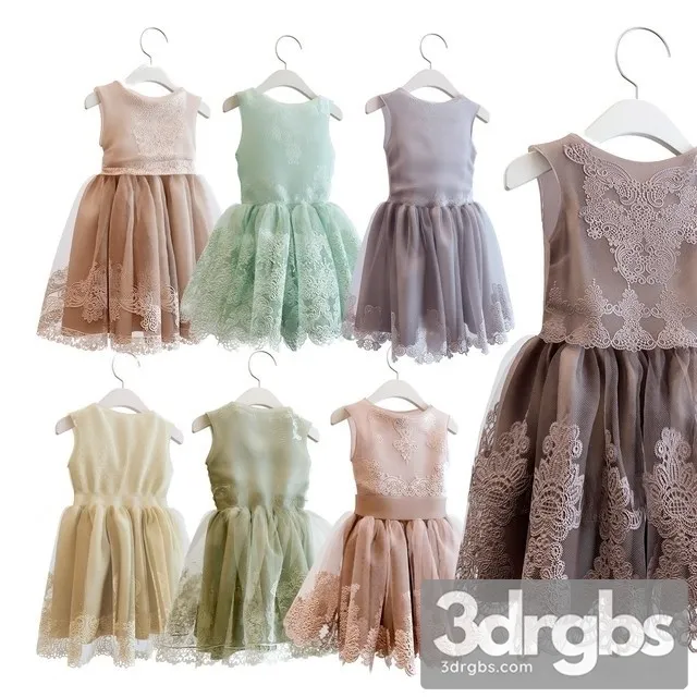 Clothes Dresses For A Little Princes 3D Model Free