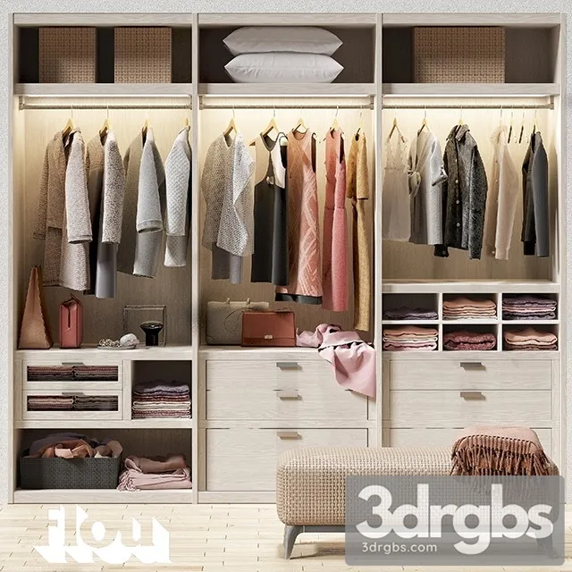 Clothes Flou Wardrobe 3D Model Free