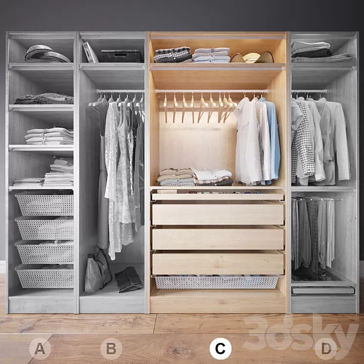 Clothes in the closet section C 3-4 3D Model