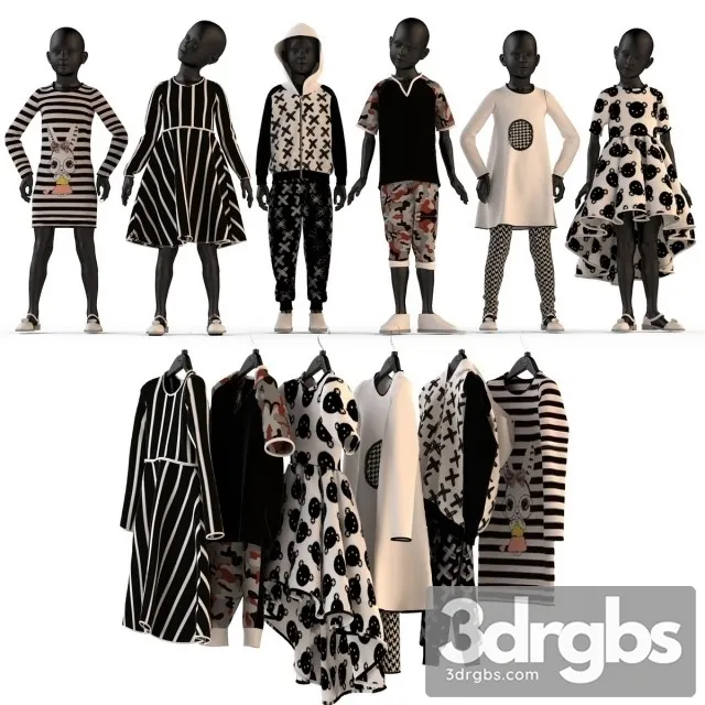 Clothes Kids Set 02 3D Model Free
