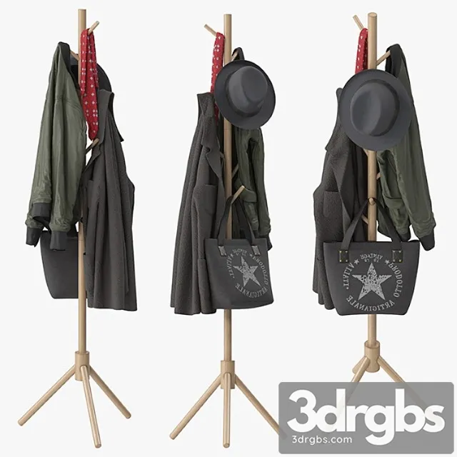 Clothes Lendra deluxe wooden coat rack tree 3D Model Free