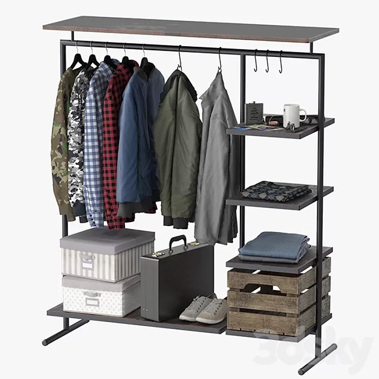 CLOTHES RACK WOOD 3D Model