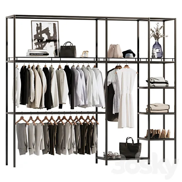 Clothes wardrobe rack for clothing store 3D Model